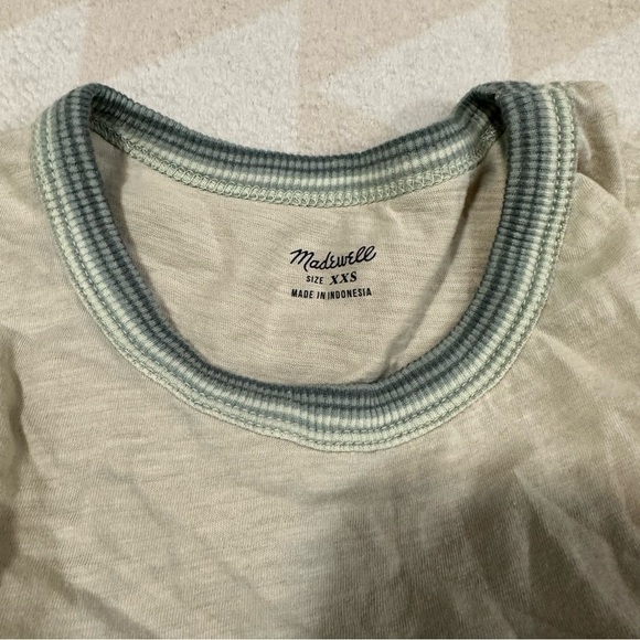 J crew whisper cotton rib crewneck ringer tee sunfaded sage wallow stripes - Picture 5 of 8